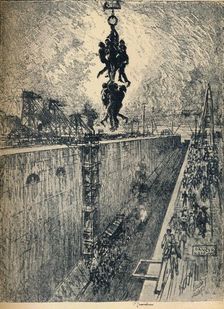 The End of the Day-Gatun Lock 1912. Artist: Joseph Pennell