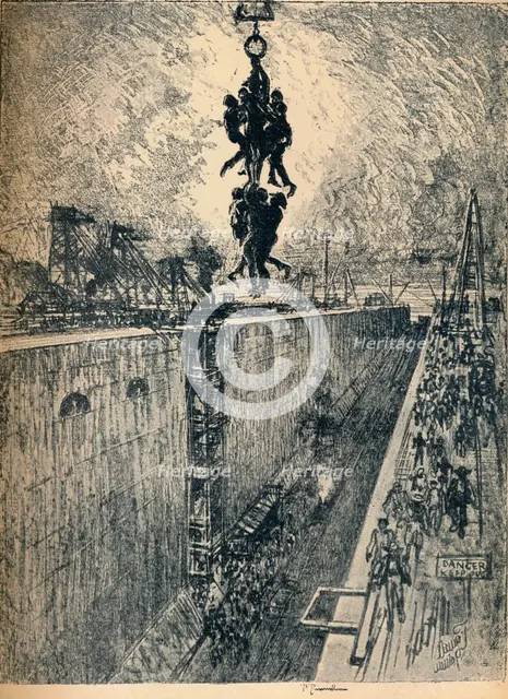 'The End of the Day-Gatun Lock', 1912. Artist: Joseph Pennell.