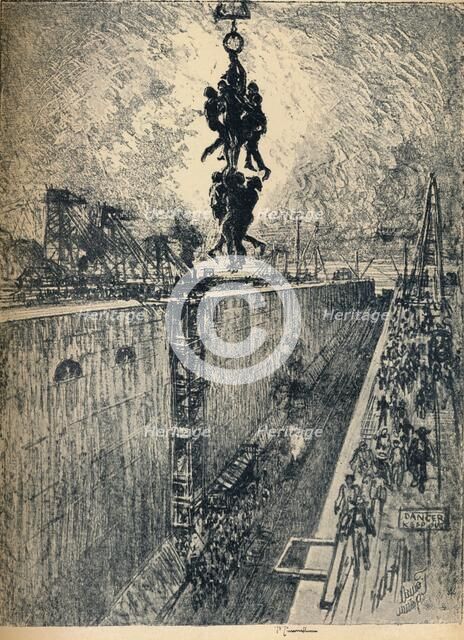 'The End of the Day-Gatun Lock', 1912. Artist: Joseph Pennell.