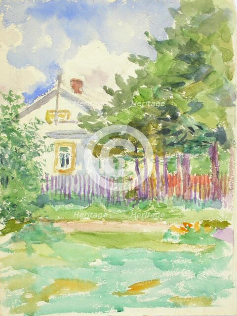 The end of the white building behind the fence. Creator: Maria Wiik.