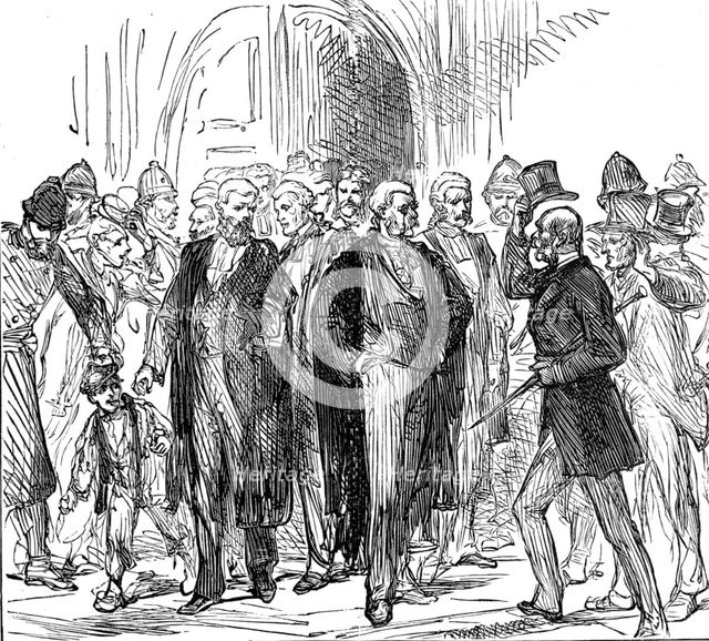 The End of the Tichborne Trial: "How has it gone, Sir?", 1874. Creator: Unknown.