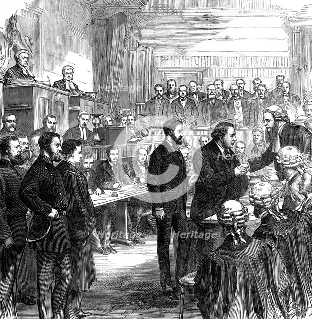 The End of the Tichborne Trial: the Claimant's farewell, 1874. Creator: Unknown.