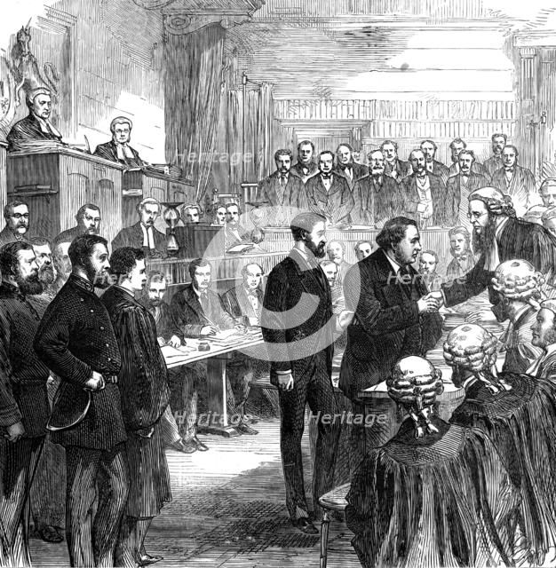 The End of the Tichborne Trial: the Claimant's farewell, 1874. Creator: Unknown.