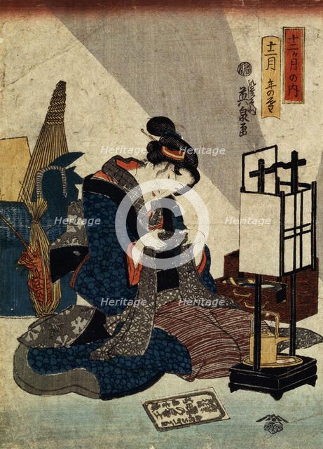 'The End of the Twelfth Month' (from the series 'The Twelve Months'), c1840-c1848 Artist: Ikeda Eisen