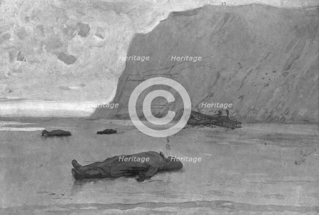 The End of a German Plane; An enemy plane, a twin-engine gotha..., 1917. Creator: Unknown.