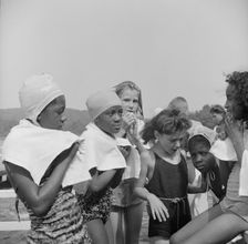 The end of a swimming period, Camp Christmas Seals, Haverstraw, New York, 1943. Creator: Gordon Parks