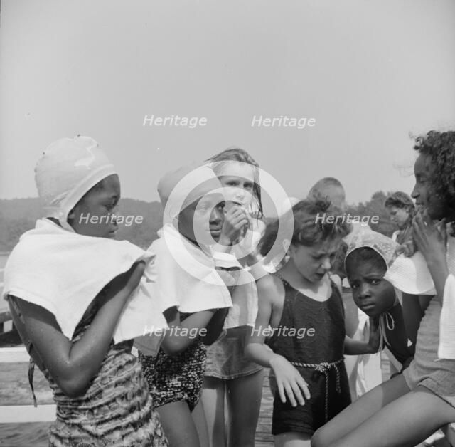 The end of a swimming period, Camp Christmas Seals, Haverstraw, New York, 1943. Creator: Gordon Parks.
