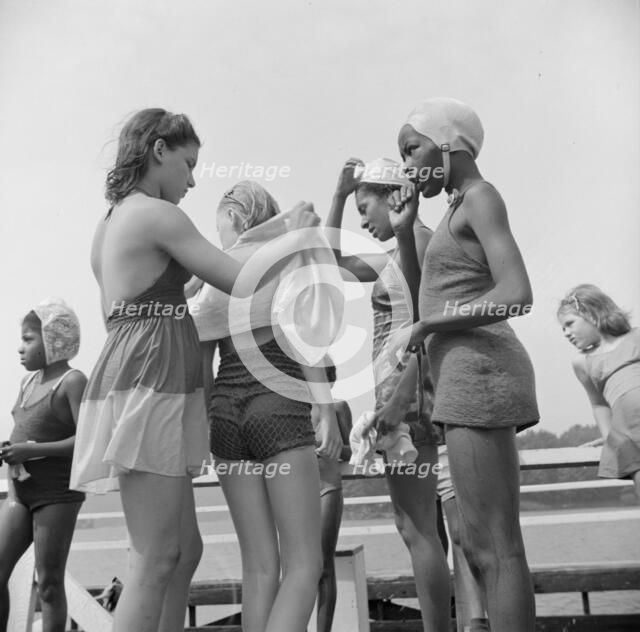 The end of a swimming period, Camp Christmas Seals, Haverstraw, New York, 1943. Creator: Gordon Parks.