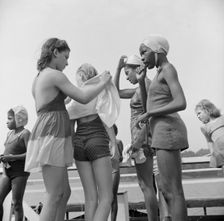 The end of a swimming period, Camp Christmas Seals, Haverstraw, New York, 1943. Creator: Gordon Parks
