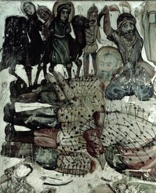 The enemy executes the prisoner in the presence of Imam imprisoned and chained to the back of a c…