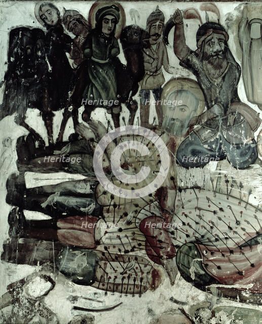 The enemy executes the prisoner in the presence of Imam imprisoned and chained to the back of a c…