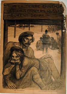 THE ENEMY SOIL - RUSSIAN PRISONERS - DIE OF HUNGER, 1917. Creator: Theophile Alexandre Steinlen
