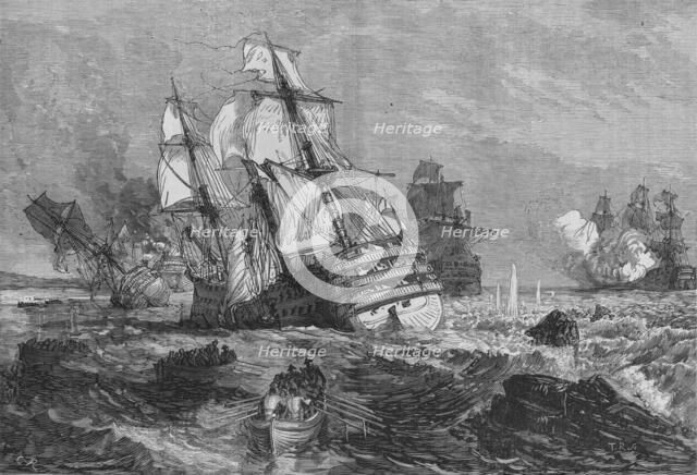 'The Enemy's Vessels stranded off the Point of Grao', c1880. Artist: Unknown.