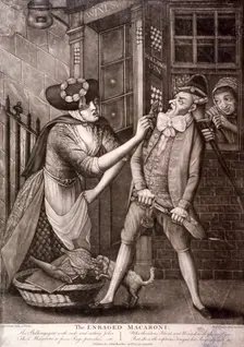 The enraged macaroni, 1773. Artist: Philip Dawe