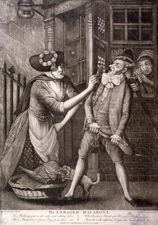The enraged macaroni, 1773. Artist: Philip Dawe