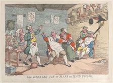The Enraged Son of Mars and Timid Tonsor, April 20, 1811., April 20, 1811. Creator: Thomas Rowlandson