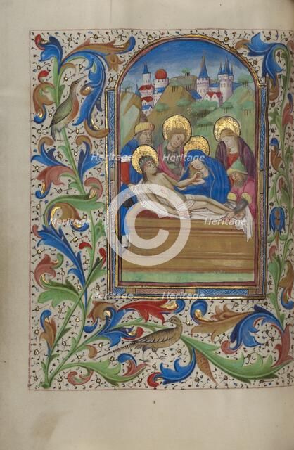 The Entombment; Book of Hours, about 1450-1455. Creator: Master of the Lee Hours.