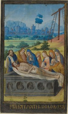 The Entombment (Stabat Mater Prayer), from a Book of Hours, c. 1480. Creator: Unknown