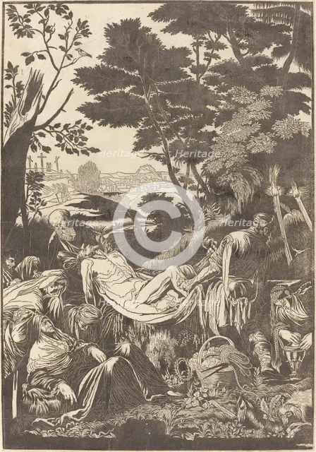 The Entombment [recto], 1739. Creator: John Baptist Jackson.