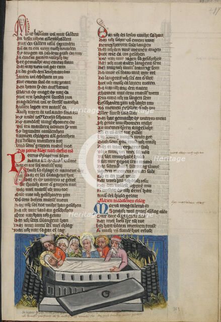 The Entombment; Weltchronik, about 1400-1410. Creator: Unknown.