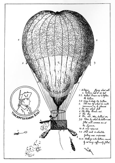 'The Enterprizing Lunardi's Grand Air Ballon', 1784. Artist: Unknown