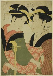 The Entertainer Tamino and the Serving Girl Nui of the Sumiyoshiya, c. 1792. Creator: Eishosai Choki