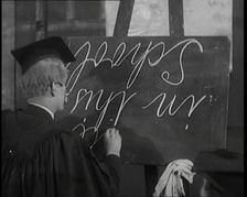 The Entertainer Will Hay...Writing upside down on a Blackboard,1920s Creator: British Pathe Ltd