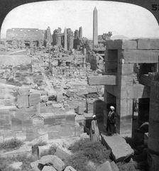The entire length of the gigantic Temple of Karnak, Thebes, Egypt 1905.Artist: Underwood & Underwood