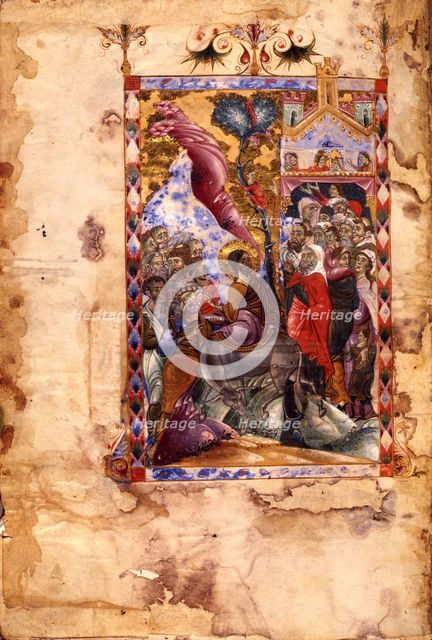 The Entry of Christ into Jerusalem (Manuscript illumination from the Matenadaran Gospel), 1287.
