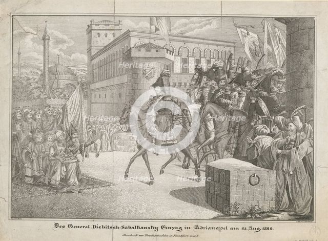 The Entry of Graf Ivan Ivanovich Diebitsch-Zabalkansky into Adrianople, 1829. Artist: Anonymous  