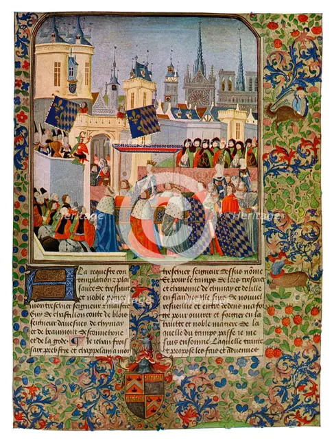 'The Entry of Queen Isabella into Paris', c1385 (15th Century).Artist: Master of the Harley Froissart