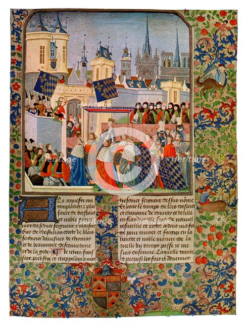 'The Entry of Queen Isabella into Paris', c1385 (15th Century).Artist: Master of the Harley Froissart