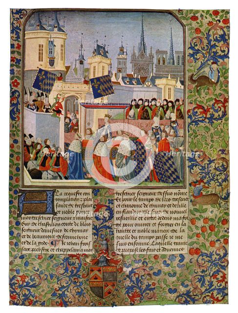 'The Entry of Queen Isabella into Paris', c1385 (15th Century).Artist: Master of the Harley Froissart