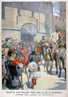 The entry of the Comte Raymond Roger into Carcassonne, France, 1898. Creator: F Meaulle