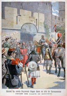 The entry of the Comte Raymond Roger into Carcassonne, France, 1898. Creator: F Meaulle