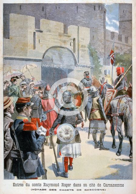 The entry of the Comte Raymond Roger into Carcassonne, France, 1898. Creator: F Meaulle.