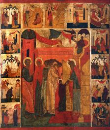 The Entry of the Most Holy Theotokos into the Temple, 16th century. Creator: Russian icon