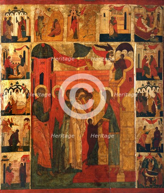 The Entry of the Most Holy Theotokos into the Temple, 16th century. Artist: Russian icon  