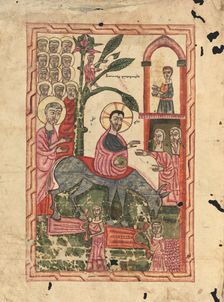 The Entry in Jerusalem; Gospel Book, 1583. Creator: Ghoukas
