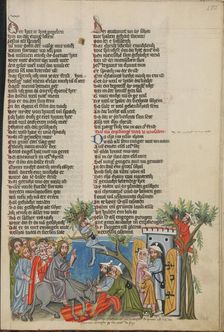 The Entry into Jerusalem; Weltchronik, about 1400-1410. Creator: Unknown