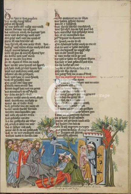 The Entry into Jerusalem; Weltchronik, about 1400-1410. Creator: Unknown.