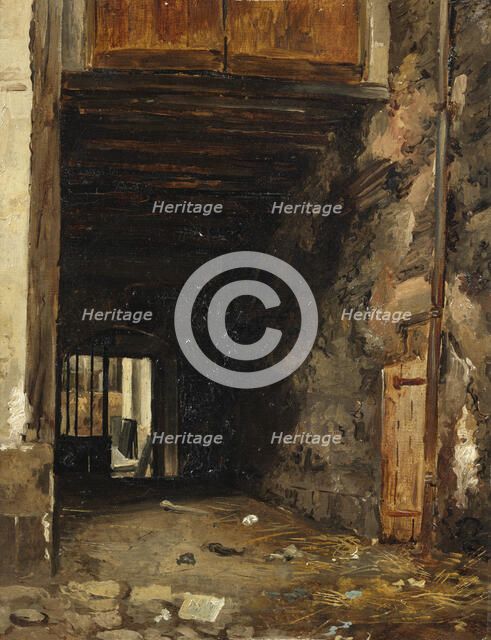 The Entrance of a Courtyard, 1820s. Creator: Auguste Xavier Le Prince.
