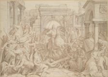 The Entrance of Charlemagne into Pavia, 1840. Creator: Julius Schnorr von Carolsfeld