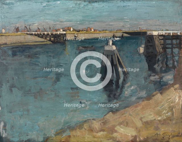 The Entrance of the Harbour at Zeebruges, c1920s. Creator: Alphonse Vermeylen.