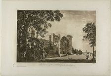 The Entrance of Warwick Castel from the Lower Court, plate 2, January 1776. Creator: Paul Sandby