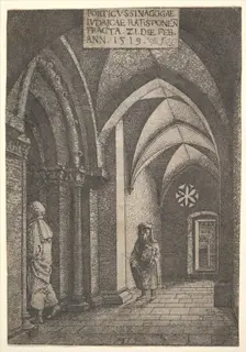 The Entrance Hall of the Regensburg Synagogue, 1519. Creator: Albrecht Altdorfer