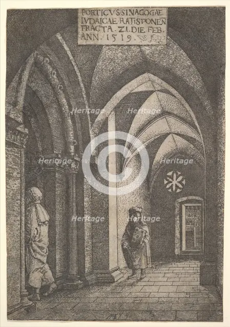 The Entrance Hall of the Regensburg Synagogue, 1519. Creator: Albrecht Altdorfer.