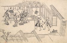 The Entrance to Ageya-machi, from the series Scenes in the Yoshiwara (Yoshiwara no tei)..., 1681-84. Creator: Hishikawa Moronobu