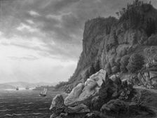 The entrance to Holmestrand in Norway with the road from Drammen along the cliff face..., 1797-1845. Creator: Jens Peter Møller