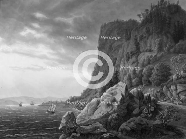 The entrance to Holmestrand in Norway with the road from Drammen along the cliff face..., 1797-1845. Creator: Jens Peter Møller.